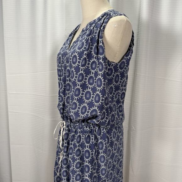 Ulla Johnson Mila Dress Silk Blue White Medallion Print Drawstring Womens Size 6 - Picture 2 of 9